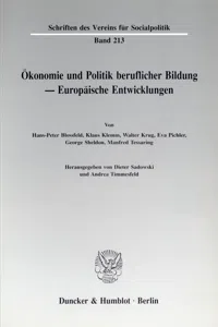 Ökonomie und Politik beruflicher Bildung - Europäische Entwicklungen._cover