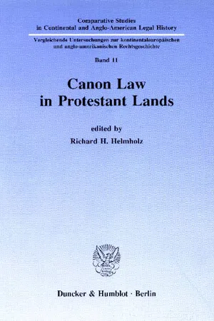 Canon Law in Protestant Lands.