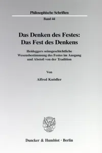 Das Denken des Festes: Das Fest des Denkens._cover