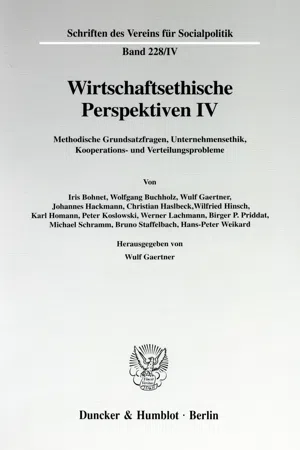 Wirtschaftsethische Perspektiven IV.