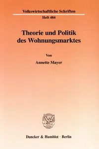 Theorie und Politik des Wohnungsmarktes._cover