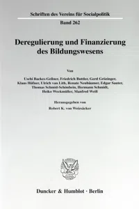 Deregulierung und Finanzierung des Bildungswesens._cover