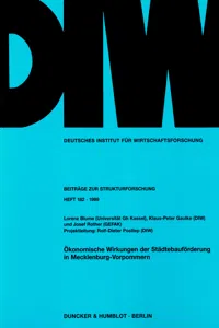 Ökonomische Wirkungen der Städtebauförderung in Mecklenburg-Vorpommern._cover