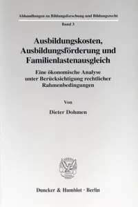 Ausbildungskosten, Ausbildungsförderung und Familienlastenausgleich._cover