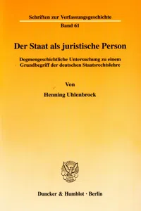 Der Staat als juristische Person._cover