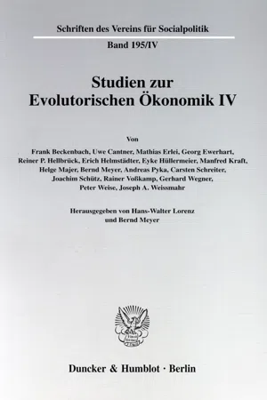 Studien zur Evolutorischen Ökonomik IV.