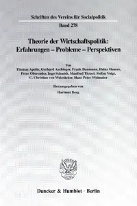 Theorie der Wirtschaftspolitik: Erfahrungen - Probleme - Perspektiven._cover