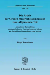 Die Arbeit der Großen Strafrechtskommission zum Allgemeinen Teil._cover