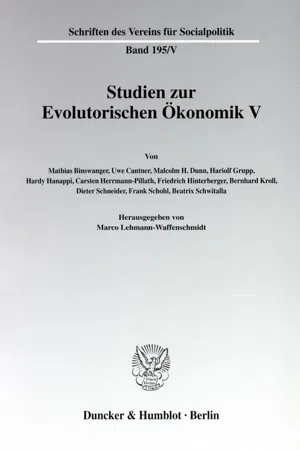 Studien zur Evolutorischen Ökonomik V.