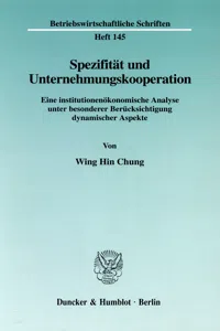 Spezifität und Unternehmungskooperation._cover