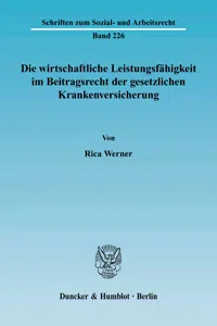 Die wirtschaftliche Leistungsfähigkeit im Beitragsrecht der gesetzlichen Krankenversicherung._cover