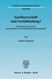 Sachherrschaft und Sozialbindung?_cover