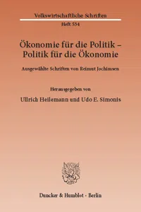 Ökonomie für die Politik - Politik für die Ökonomie._cover