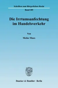 Die Irrtumsanfechtung im Handelsverkehr._cover