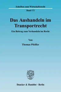 Das Aushandeln im Transportrecht._cover