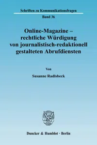 Online-Magazine – rechtliche Würdigung von journalistisch-redaktionell gestalteten Abrufdiensten._cover