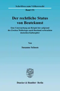 Der rechtliche Status von Beutekunst._cover