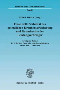 Finanzielle Stabilität der gesetzlichen Krankenversicherung und Grundrechte der Leistungserbringer._cover