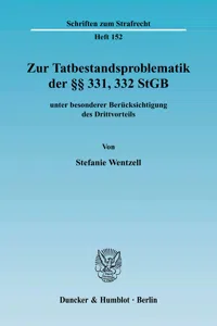 Zur Tatbestandsproblematik der §§ 331, 332 StGB_cover