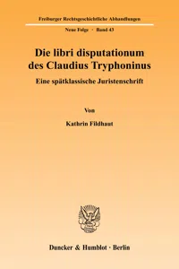 Die libri disputationum des Claudius Tryphoninus._cover