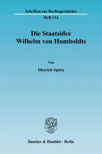 Die Staatsidee Wilhelm von Humboldts._cover