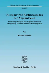 Die steuerfreie Kostenpauschale der Abgeordneten._cover