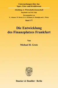 Die Entwicklung des Finanzplatzes Frankfurt._cover