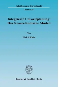 Integrierte Umweltplanung: Das Neuseeländische Modell._cover