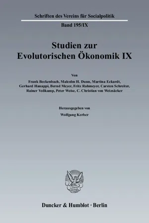 Studien zur Evolutorischen Ökonomik IX.