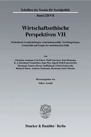 Wirtschaftsethische Perspektiven VII.