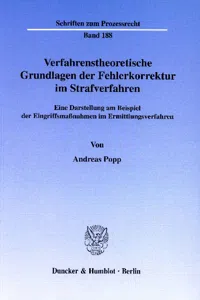 Verfahrenstheoretische Grundlagen der Fehlerkorrektur im Strafverfahren._cover