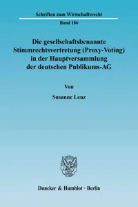 Die gesellschaftsbenannte Stimmrechtsvertretung in der Hauptversammlung der deutschen Publikums-AG._cover