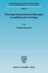 Einseitige Interpretationserklärungen zu multilateralen Verträgen._cover