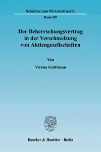 Der Beherrschungsvertrag in der Verschmelzung von Aktiengesellschaften._cover