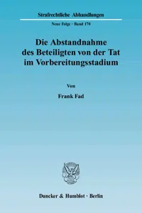 Die Abstandnahme des Beteiligten von der Tat im Vorbereitungsstadium._cover