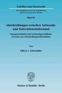 Abschreibungen zwischen Aufwands- und Subventionstatbestand._cover