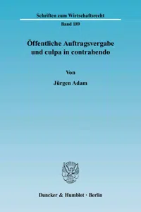 Öffentliche Auftragsvergabe und culpa in contrahendo._cover