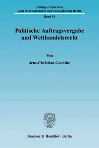 Politische Auftragsvergabe und Welthandelsrecht._cover