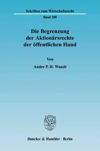 Die Begrenzung der Aktionärsrechte der öffentlichen Hand._cover