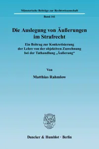 Die Auslegung von Äußerungen im Strafrecht._cover