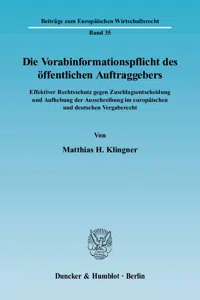 Die Vorabinformationspflicht des öffentlichen Auftraggebers._cover