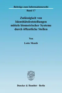 Zulässigkeit von Identitätsfeststellungen mittels biometrischer Systeme durch öffentliche Stellen._cover