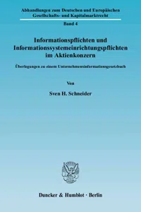 Informationspflichten und Informationssystemeinrichtungspflichten im Aktienkonzern._cover