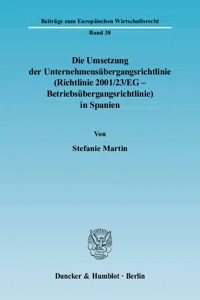 Die Umsetzung der Unternehmensübergangsrichtlinie in Spanien._cover