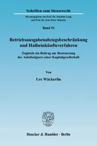 Betriebsausgabenabzugsbeschränkung und Halbeinkünfteverfahren._cover