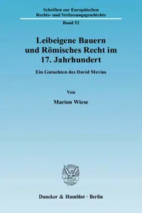 Leibeigene Bauern und Römisches Recht im 17. Jahrhundert._cover