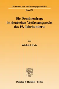 Die Domänenfrage im deutschen Verfassungsrecht des 19. Jahrhunderts._cover