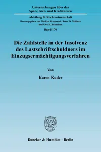 Die Zahlstelle in der Insolvenz des Lastschriftschuldners im Einzugsermächtigungsverfahren._cover