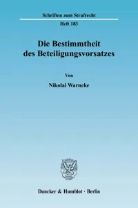 Die Bestimmtheit des Beteiligungsvorsatzes._cover