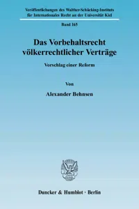 Das Vorbehaltsrecht völkerrechtlicher Verträge._cover